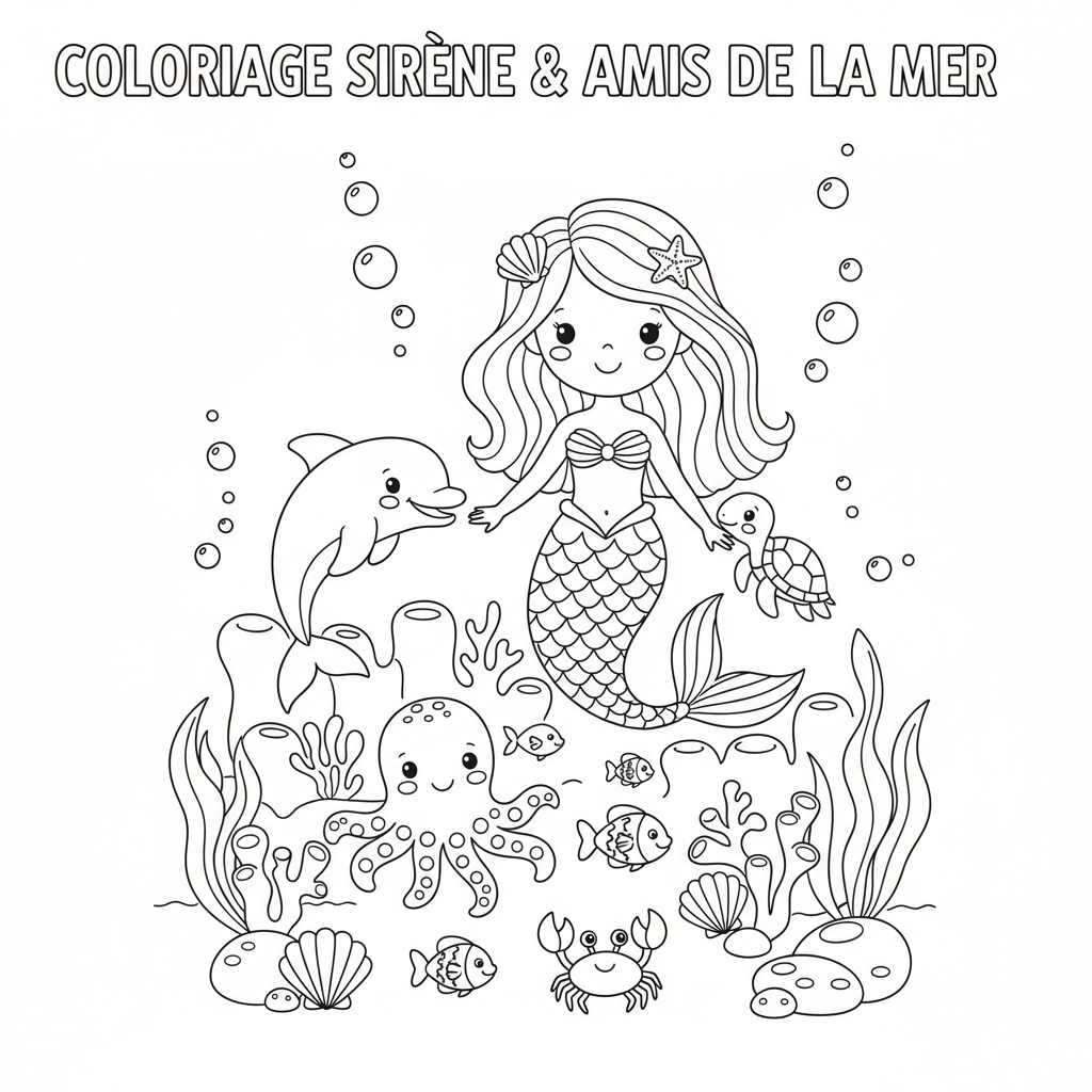 Coloriage coloriage sirene à imprimer gratuit 2