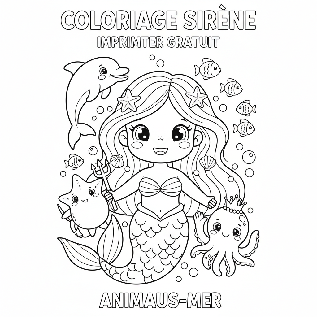 Coloriage coloriage sirene à imprimer gratuit 4