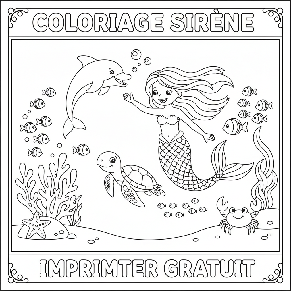 Coloriage coloriage sirene à imprimer gratuit 5