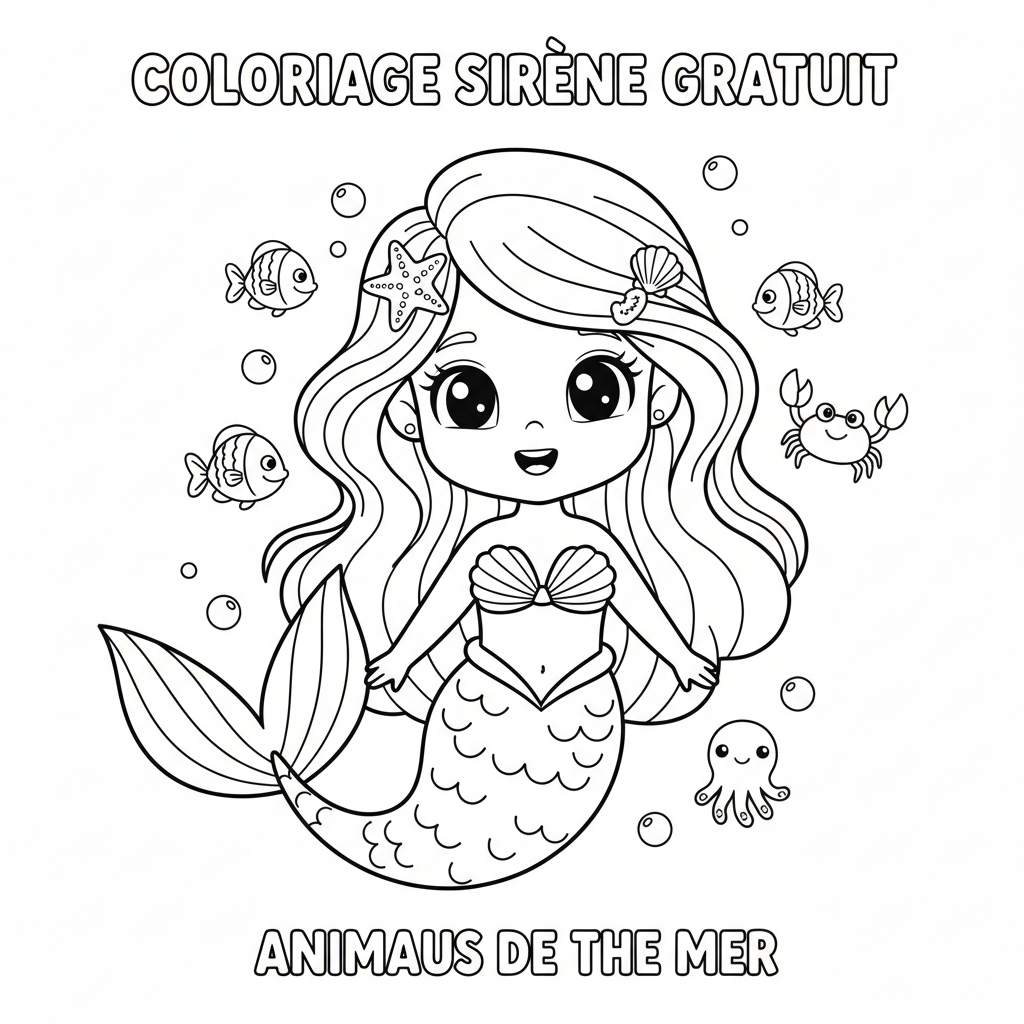 Coloriage coloriage sirène à imprimer gratuite 4