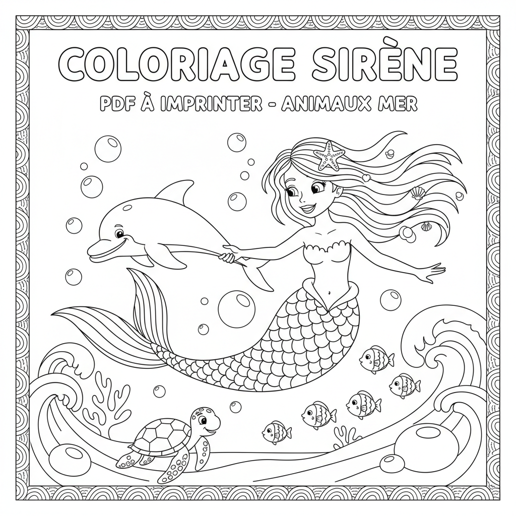 Coloriage coloriage sirène à imprimer pdf 5
