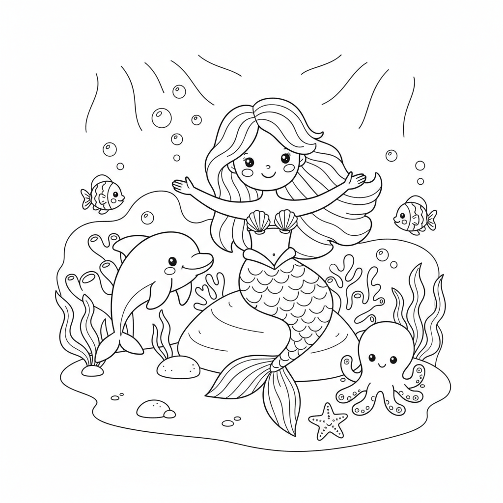 Coloriage coloriage sirene ariel 3