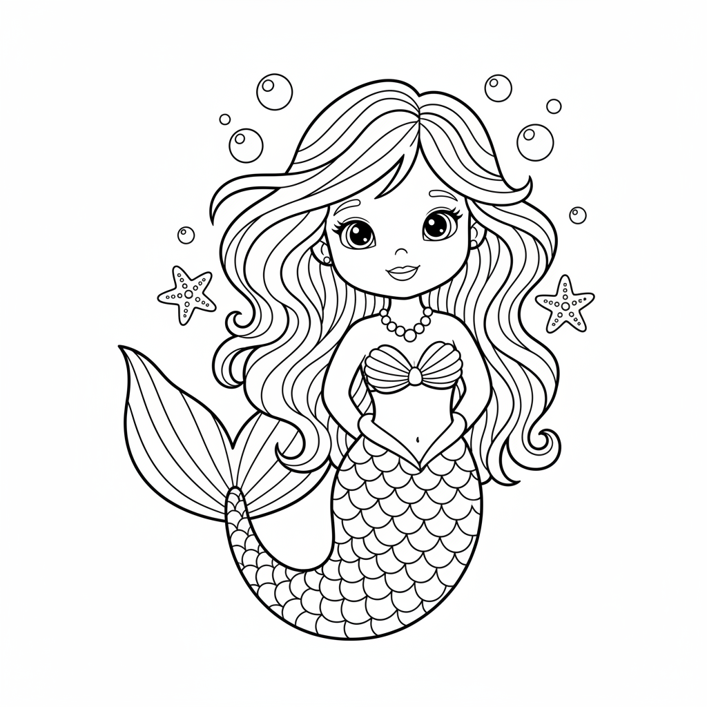 Coloriage coloriage sirene ariel 4