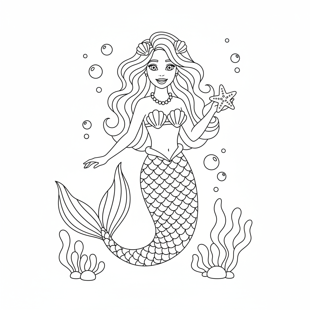 Coloriage coloriage sirène barbie 2