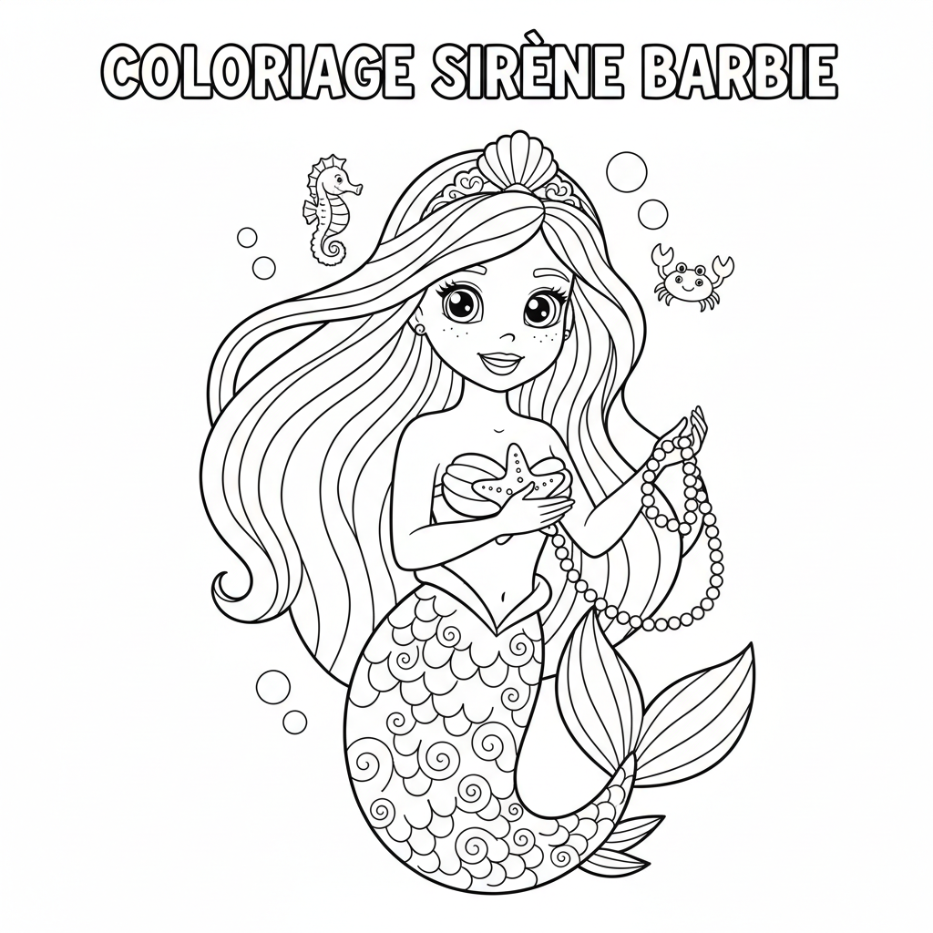 Coloriage coloriage sirène barbie 4