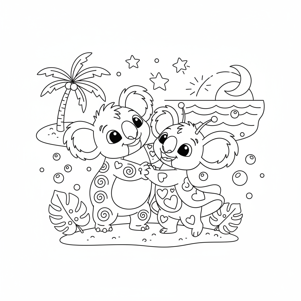 Coloriage coloriage stich et angel 2