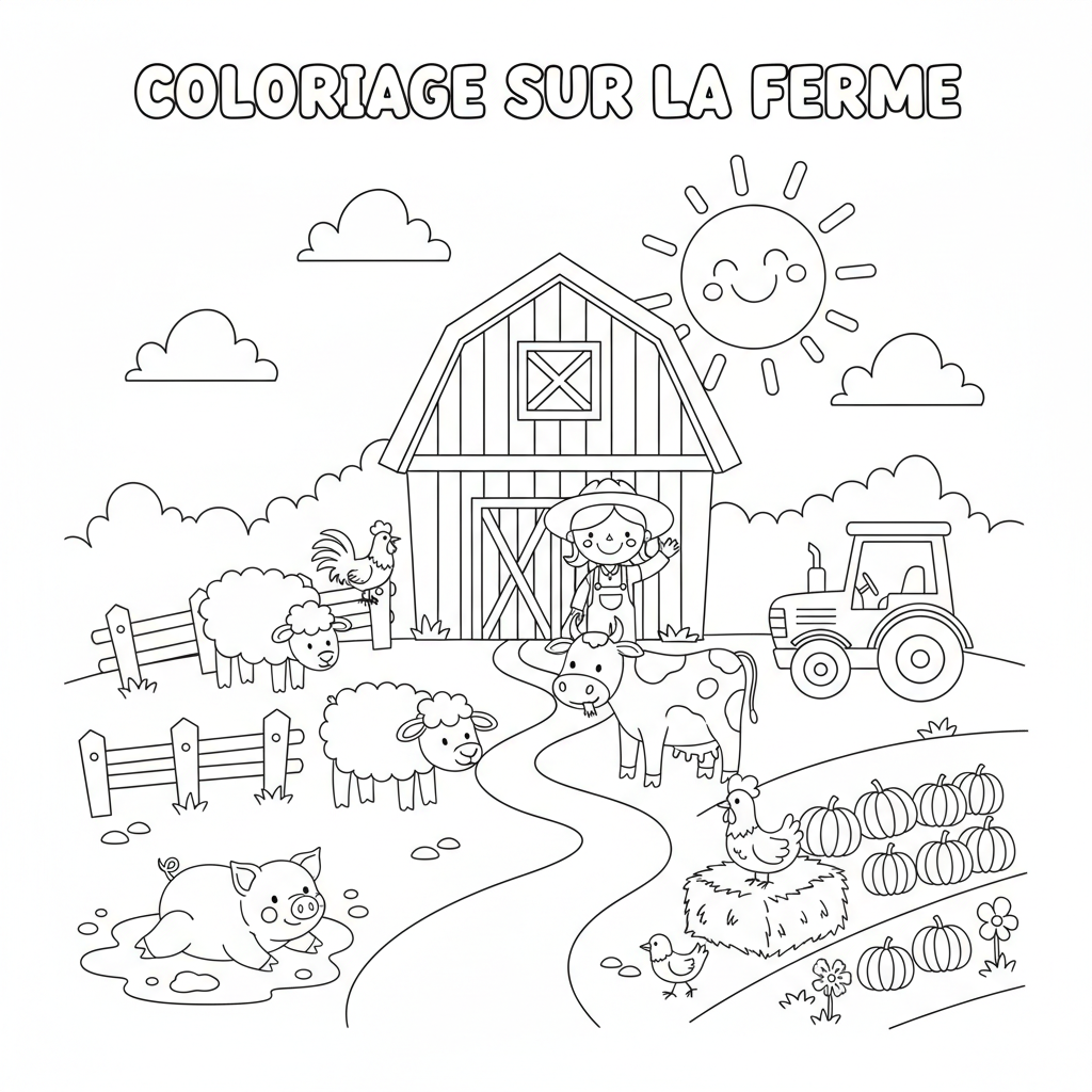 Coloriage coloriage sur la ferme 3