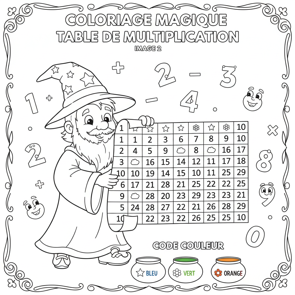 Coloriage coloriage table de multiplication 2