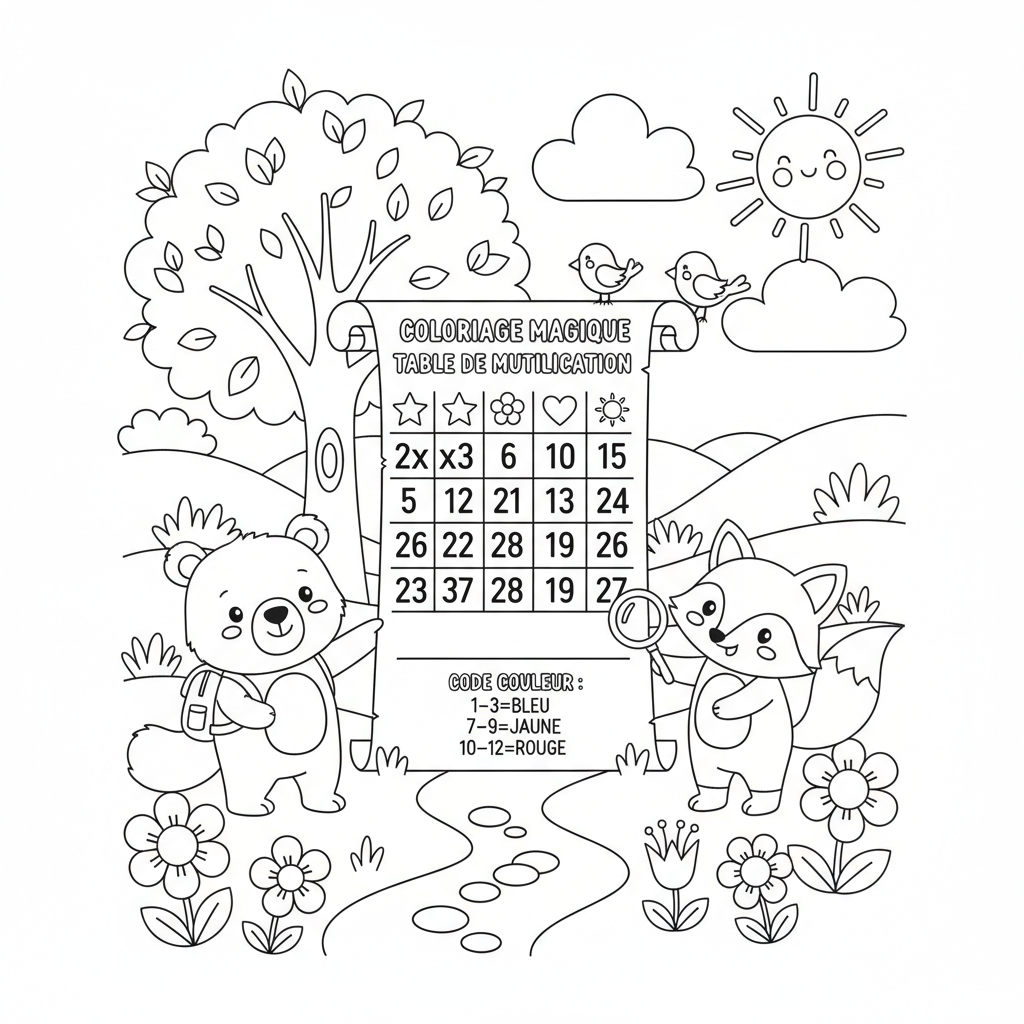 Coloriage coloriage table de multiplication 3