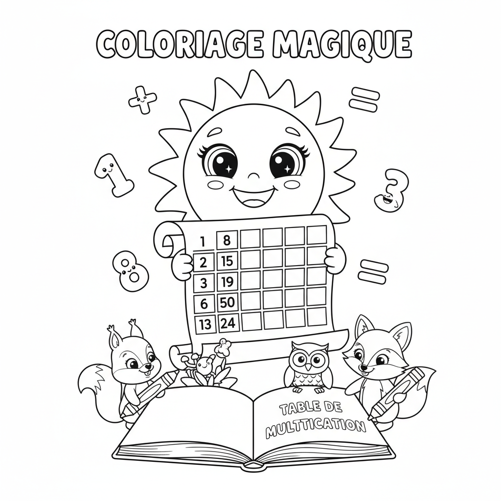 Coloriage coloriage table de multiplication 4
