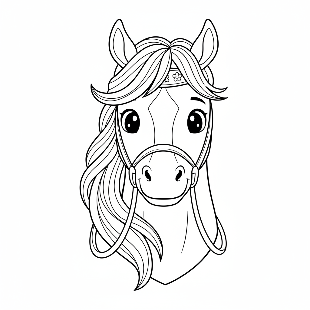 Coloriage coloriage tete de cheval 2
