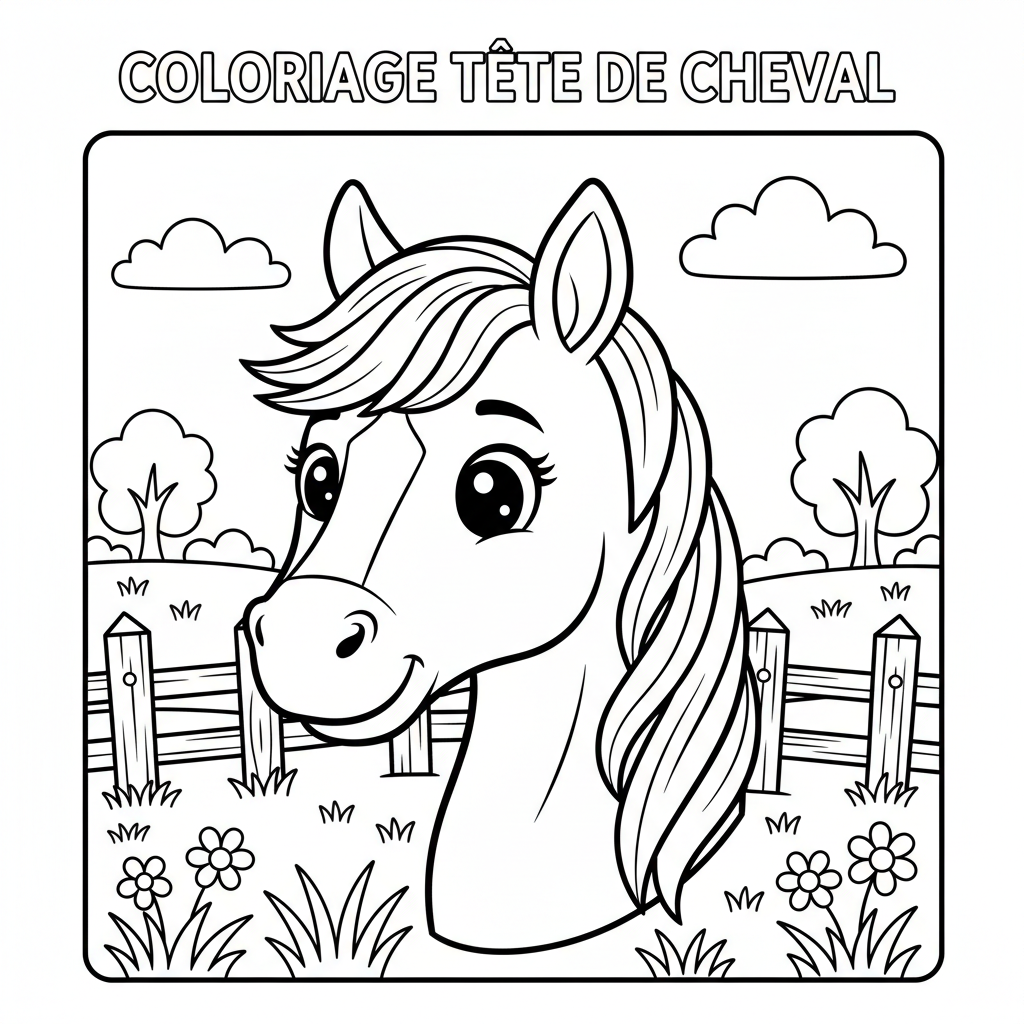 Coloriage coloriage tete de cheval 3