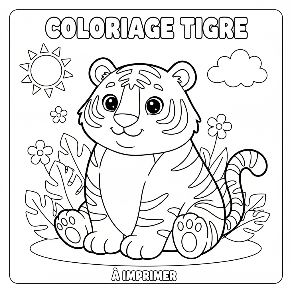 Coloriage tigre à imprimer gratuit à colorier
