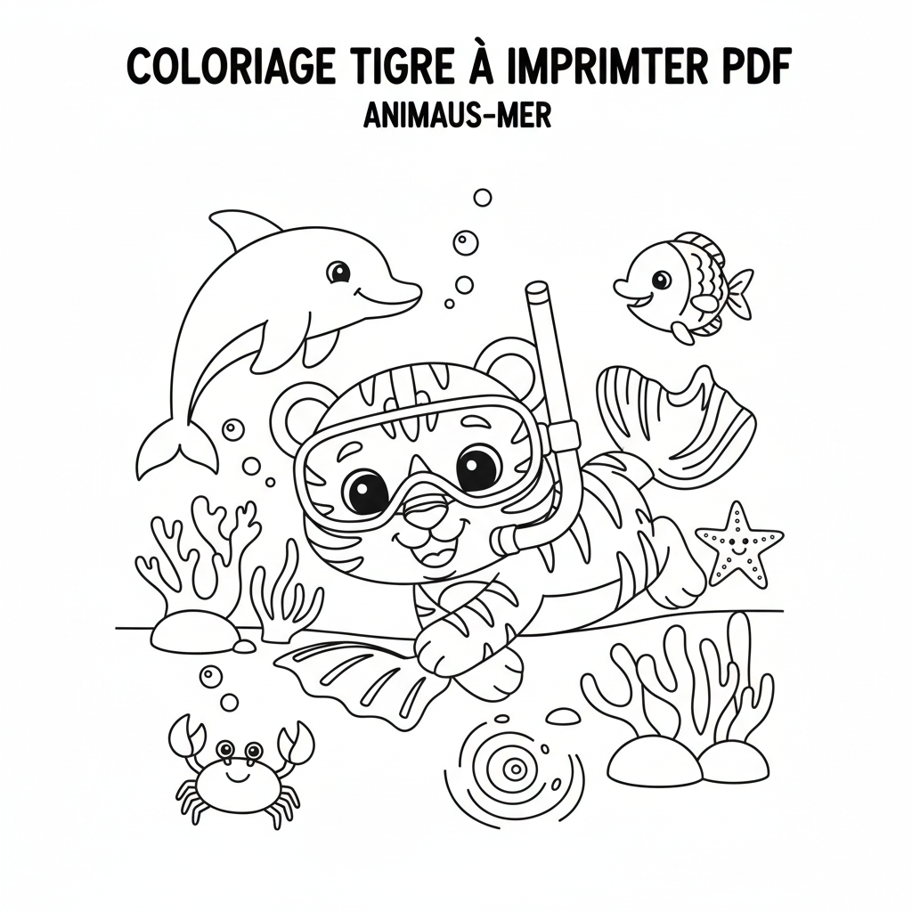Coloriage Tigre À Imprimer Pdf Gratuit pour Enfants