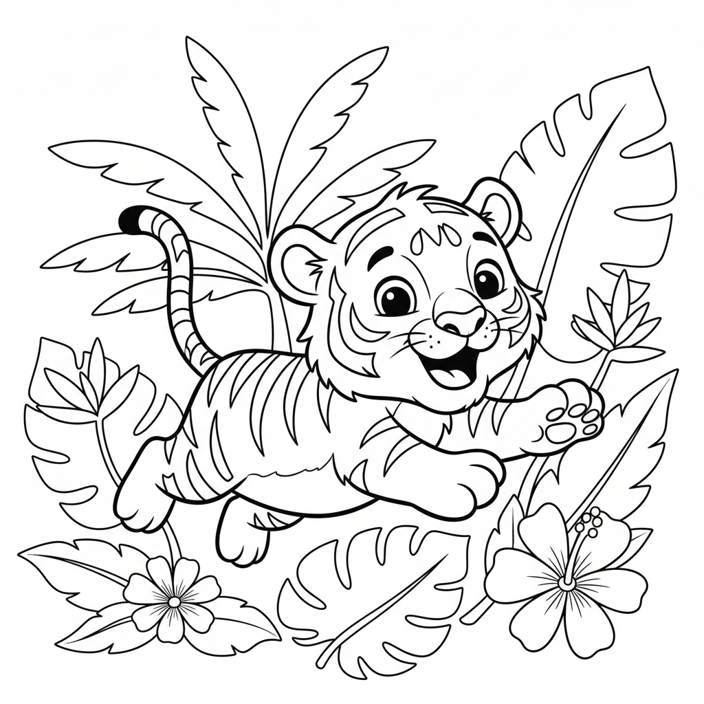 Coloriage coloriage tigre facile 5