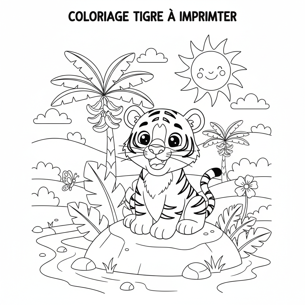 Coloriage coloriage tigre imprimer 3