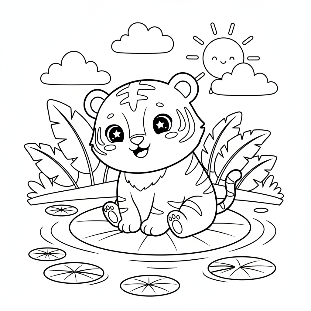 Coloriage coloriage tigre kawaii 3