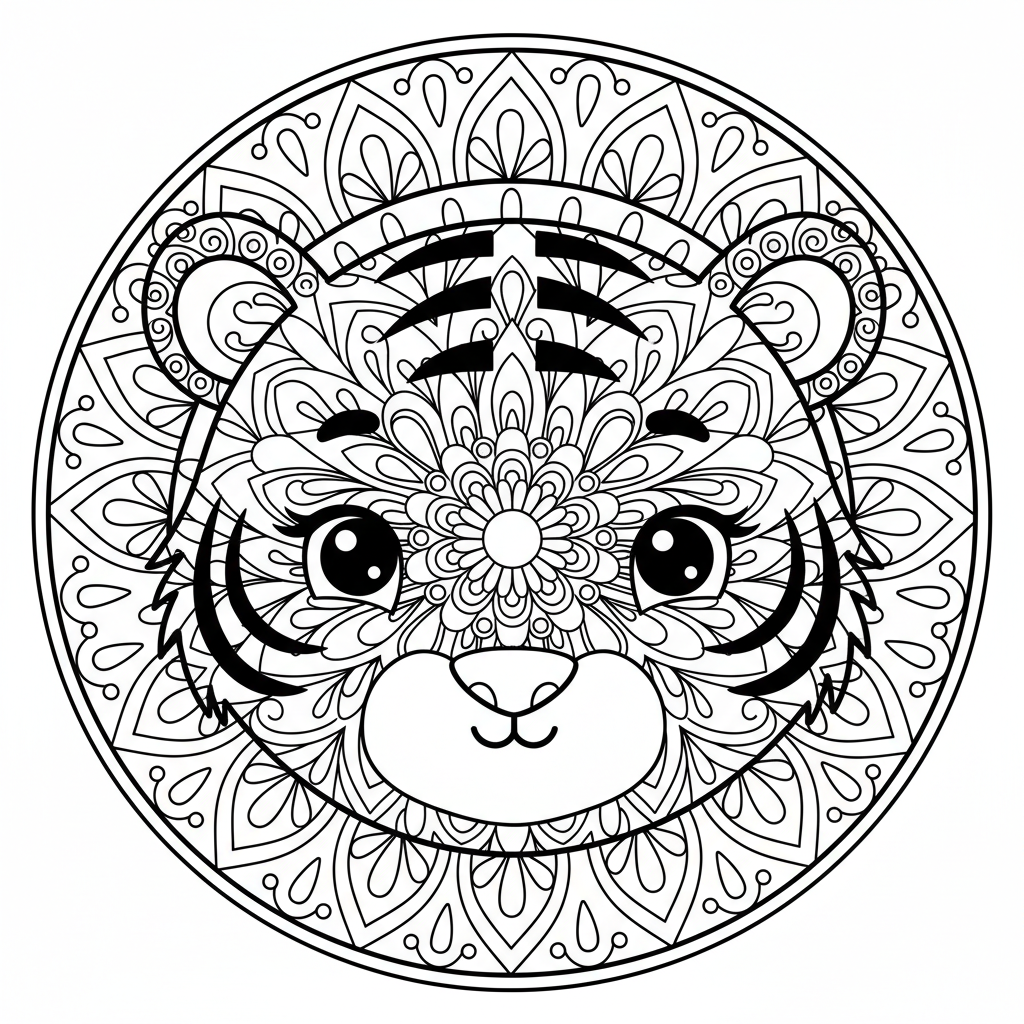 Coloriage coloriage tigre mandala 4