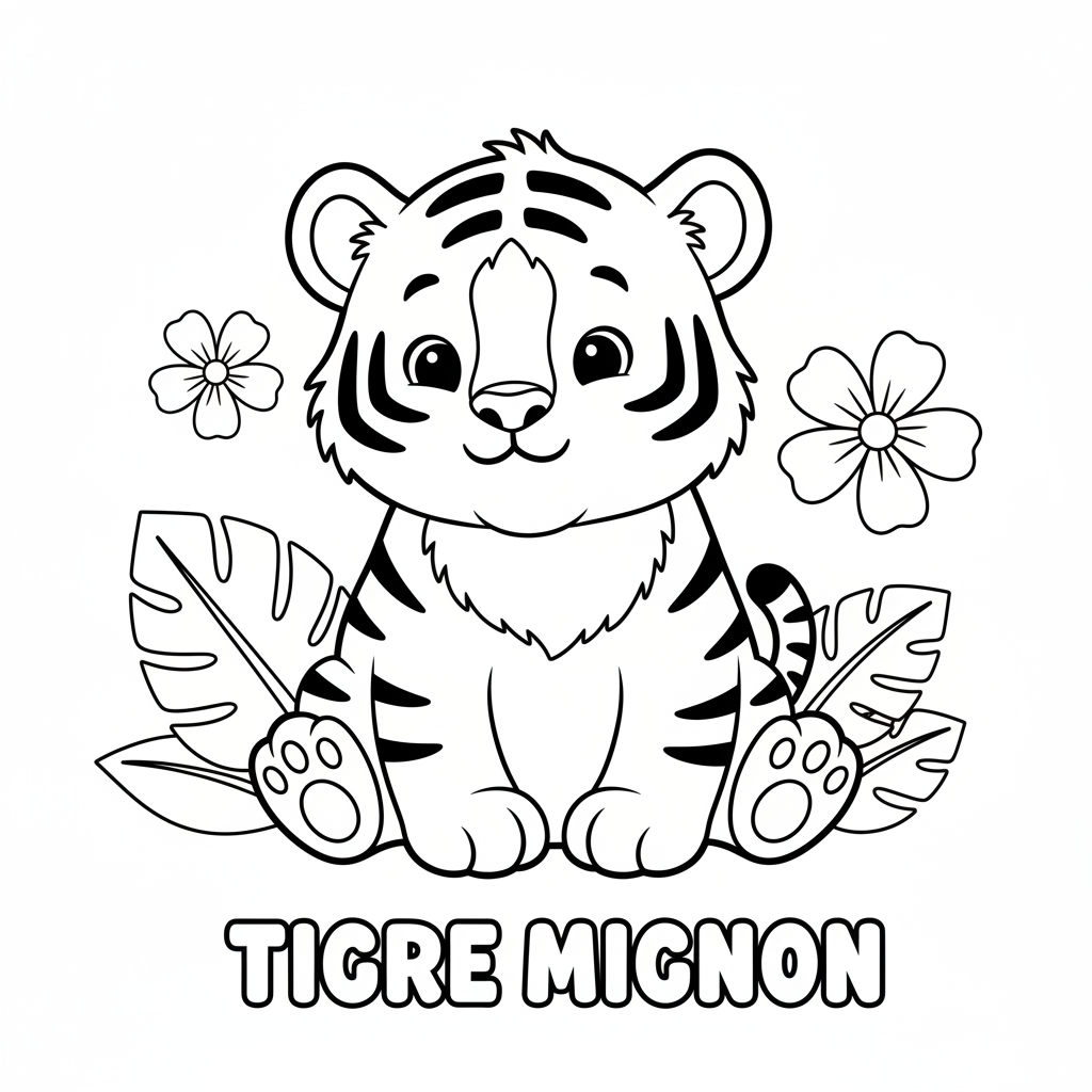 Coloriage coloriage tigre mignon