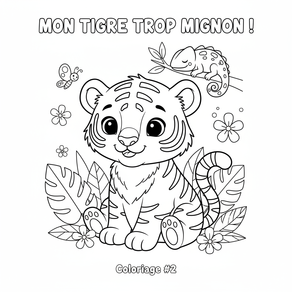 Coloriage coloriage tigre mignon 2
