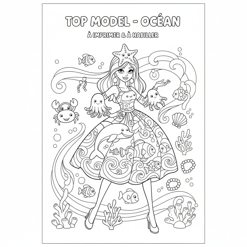 Coloriage coloriage top model à imprimer et à habiller 5