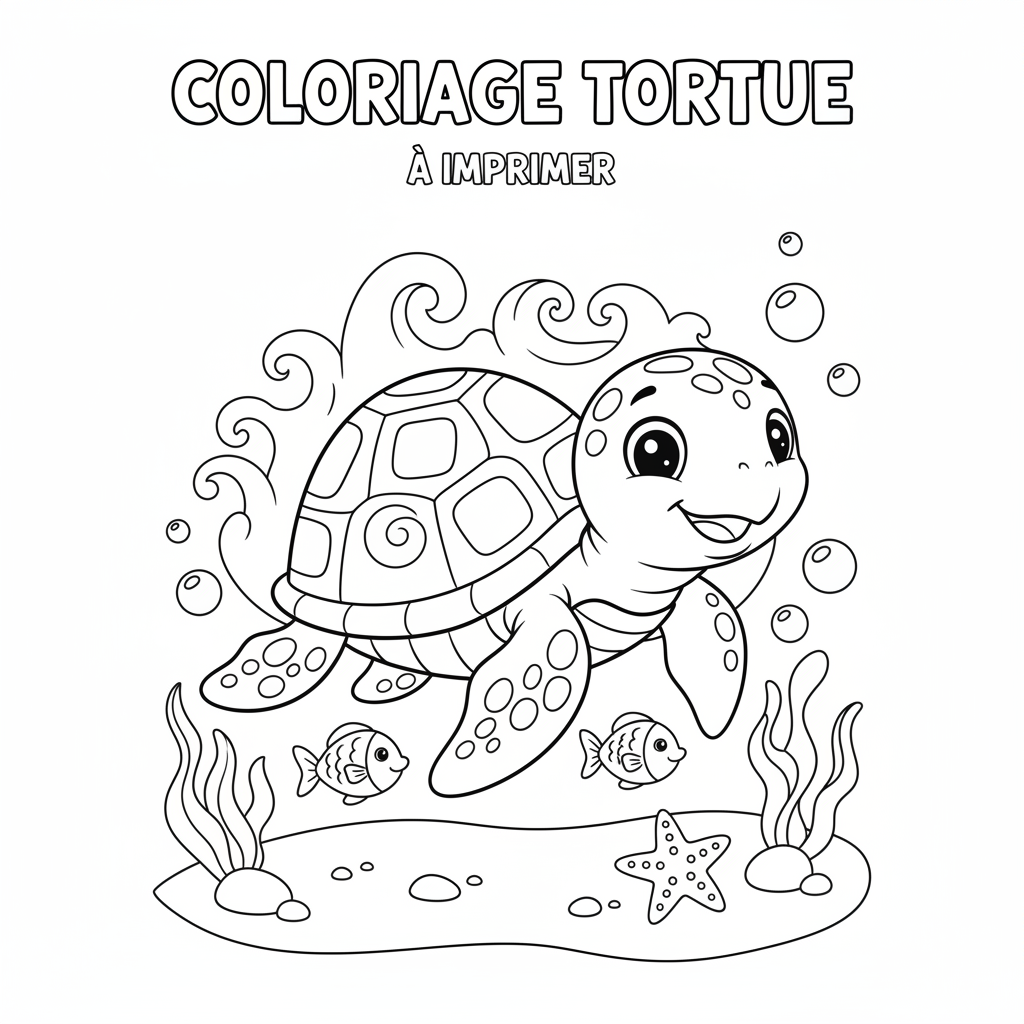 Coloriage Tortue à Imprimer Gratuit pour les Enfants