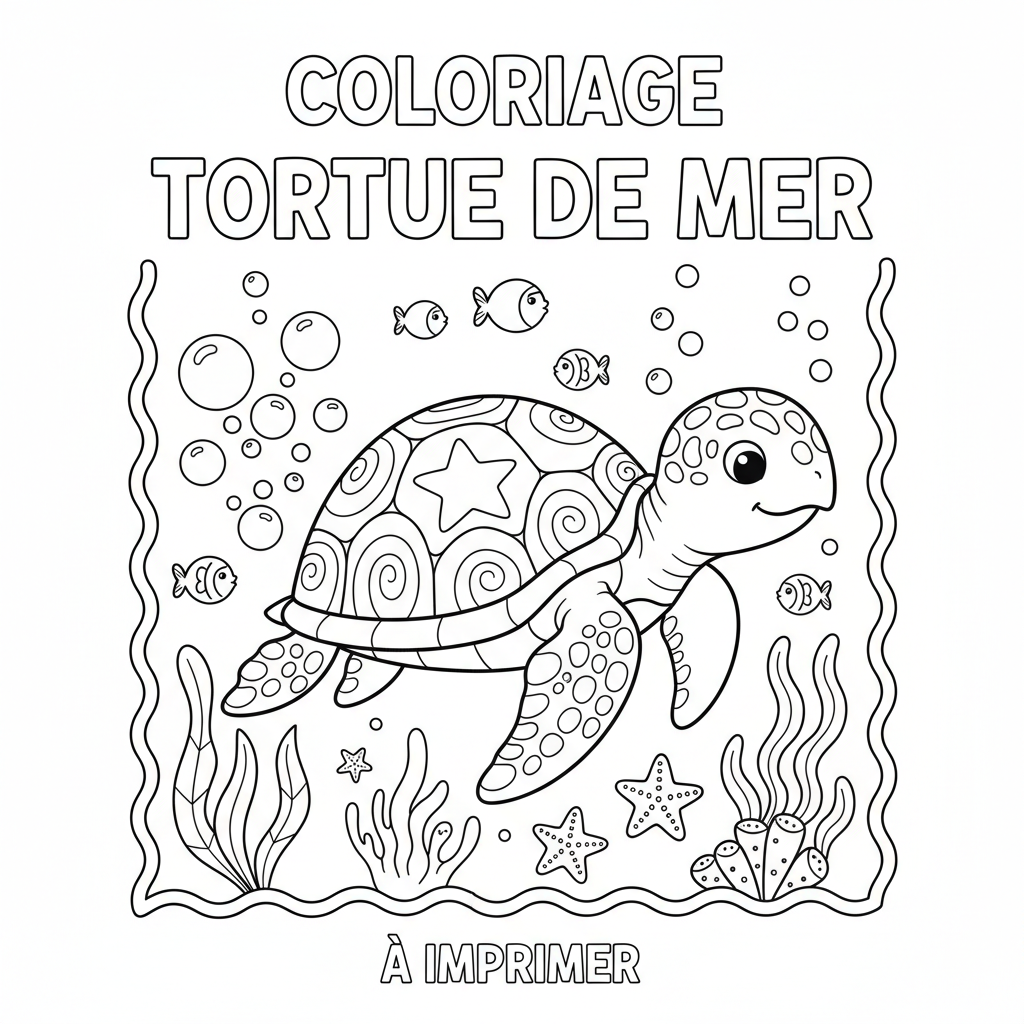 Coloriage coloriage tortue de mer à imprimer 2