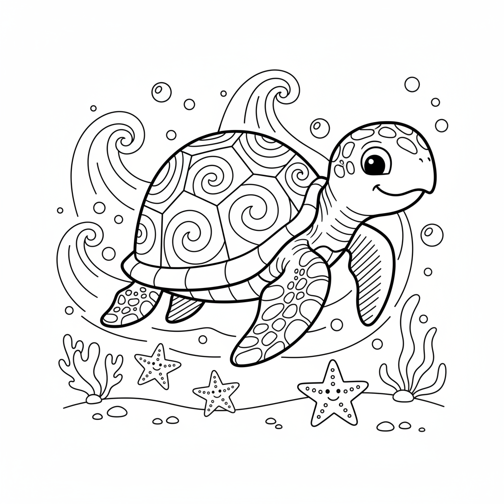 Coloriage coloriage tortue facile 2