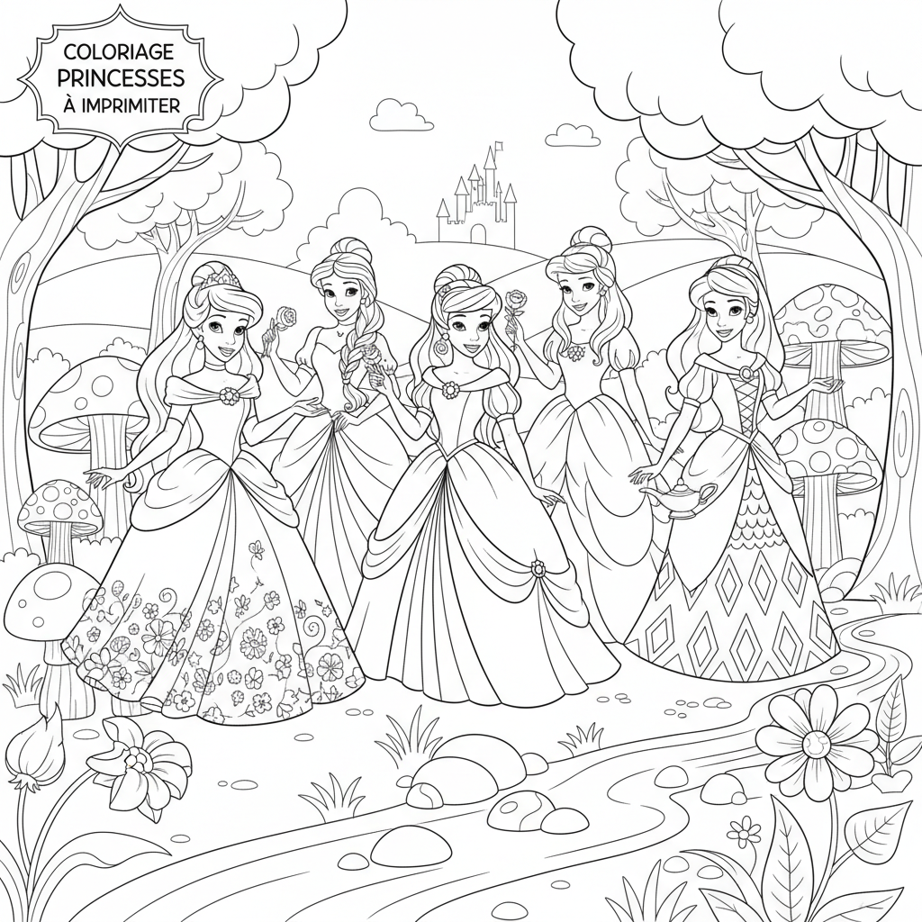 Coloriage coloriage toutes les princesses disney à imprimer 3
