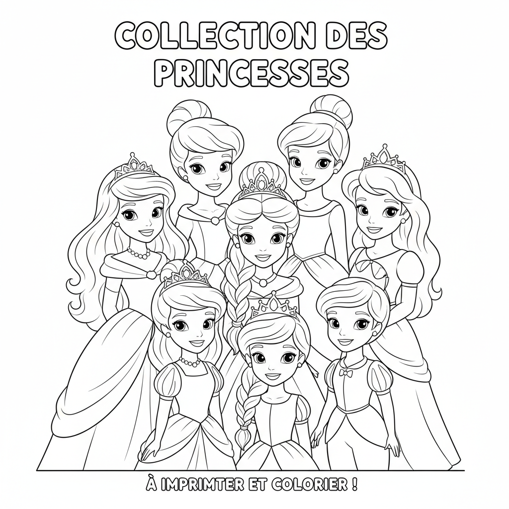 Coloriage coloriage toutes les princesses disney à imprimer 4