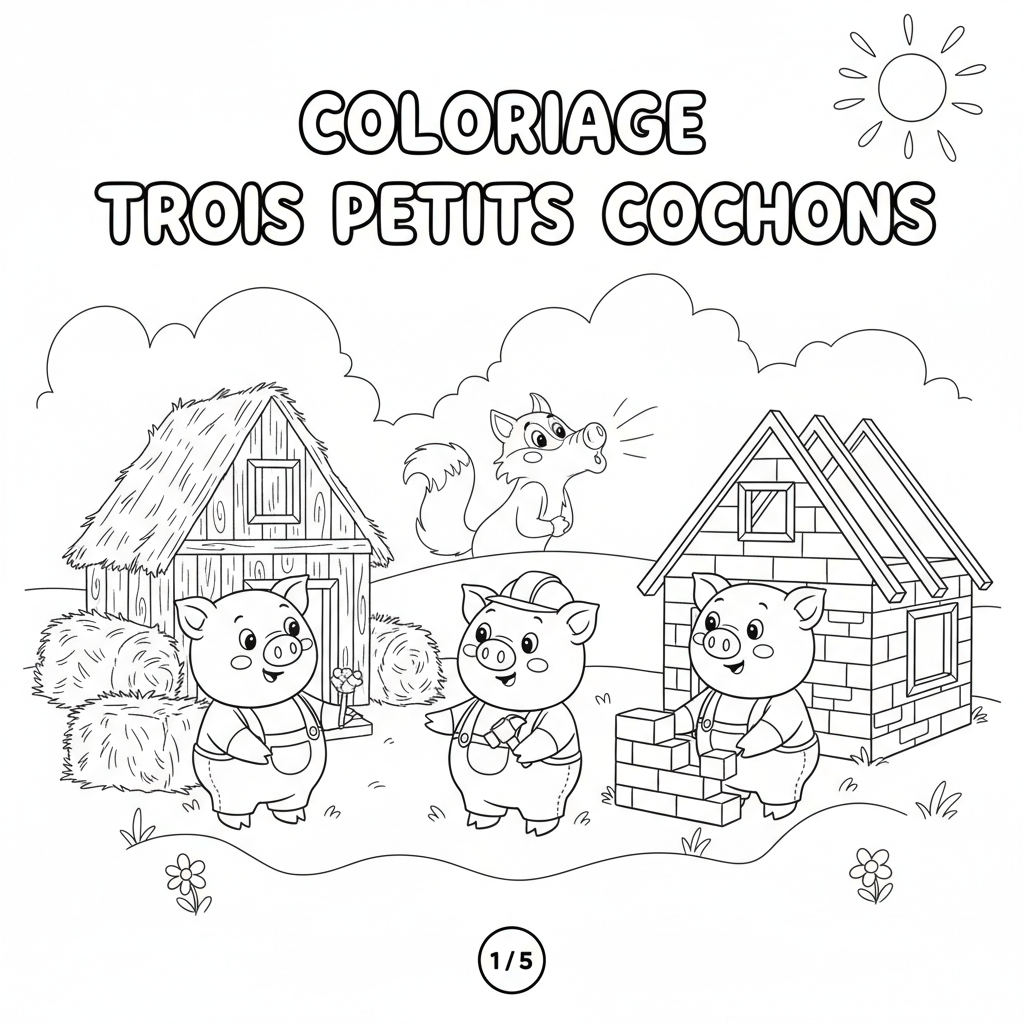 Coloriage coloriage trois petits cochons