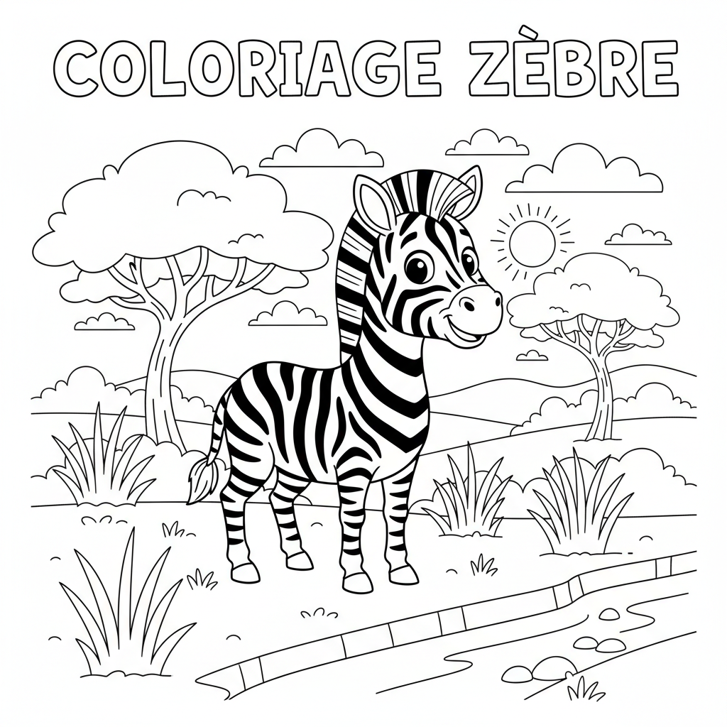 Coloriage coloriage zèbre 3