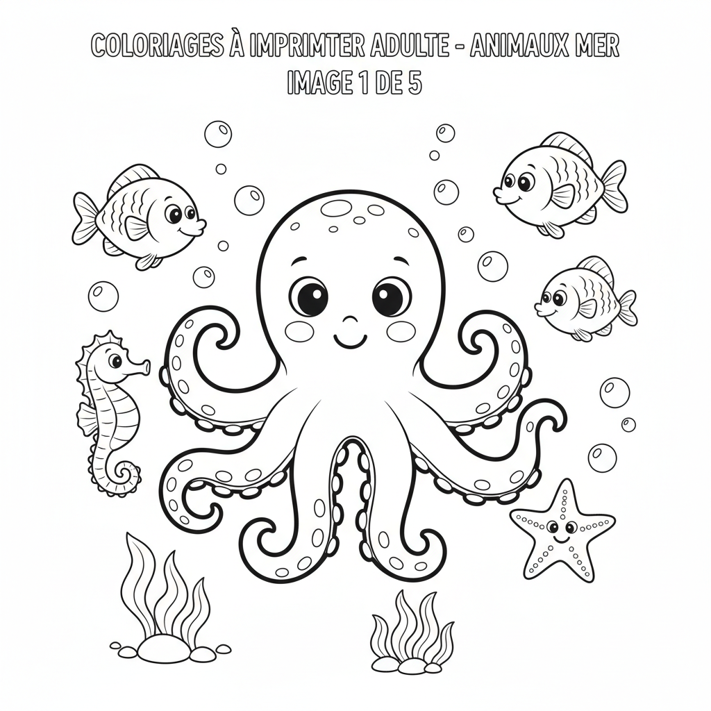 Coloriage Coloriages À Imprimer Adulte Animaux de la Mer