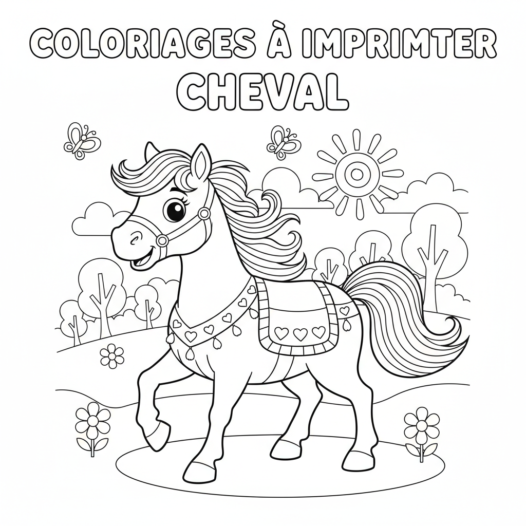 Coloriage coloriages à imprimer cheval 2