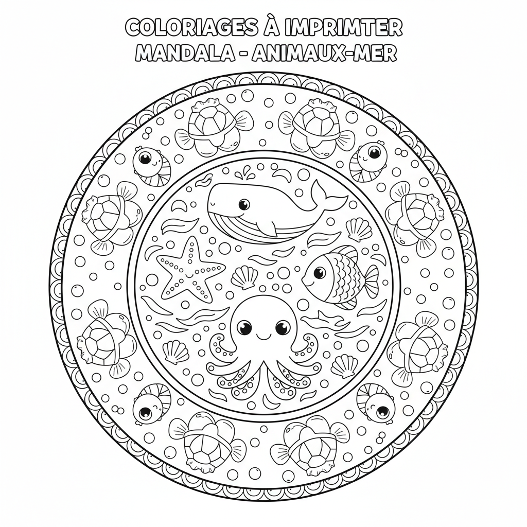 Coloriage Coloriages À Imprimer Mandala de la Mer Gratuit