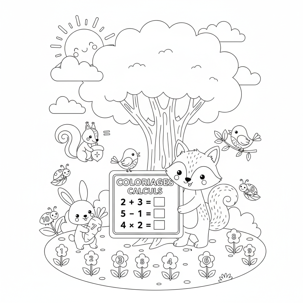 Coloriage coloriages calculs 3