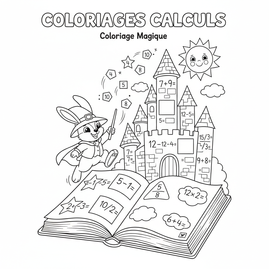 Coloriage coloriages calculs 5