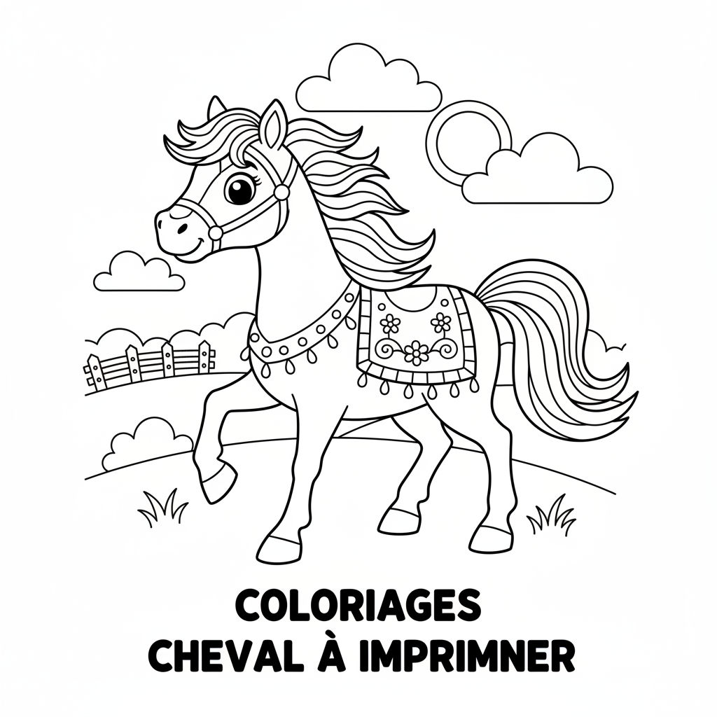 Coloriage coloriages cheval a imprimer 2