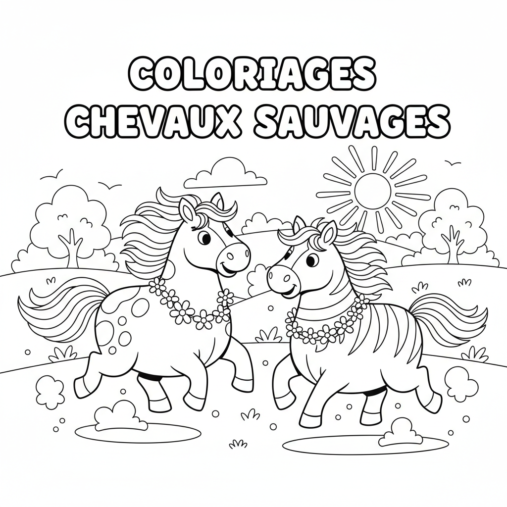 Coloriage coloriages chevaux sauvages
