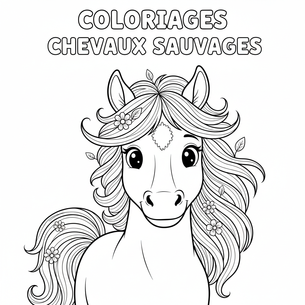 Coloriage coloriages chevaux sauvages 4