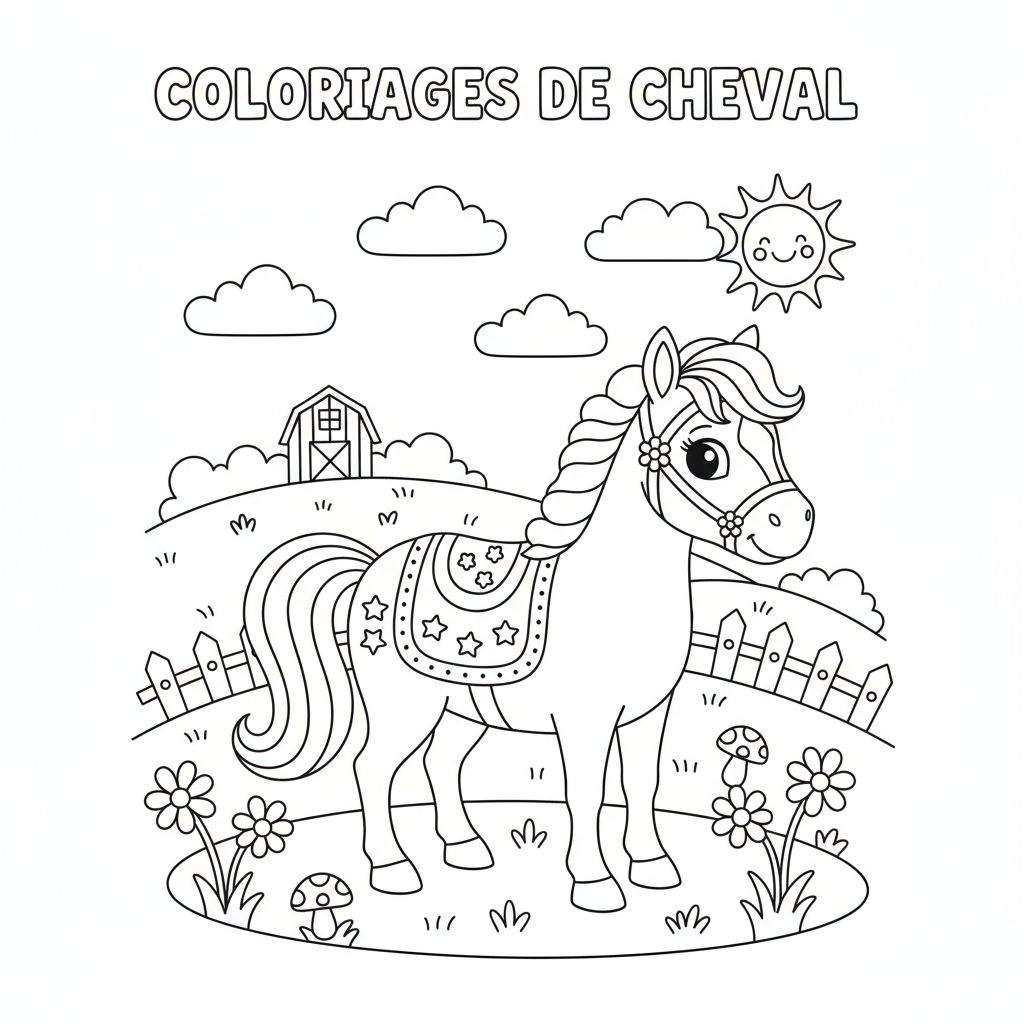 Coloriage coloriages de cheval 2