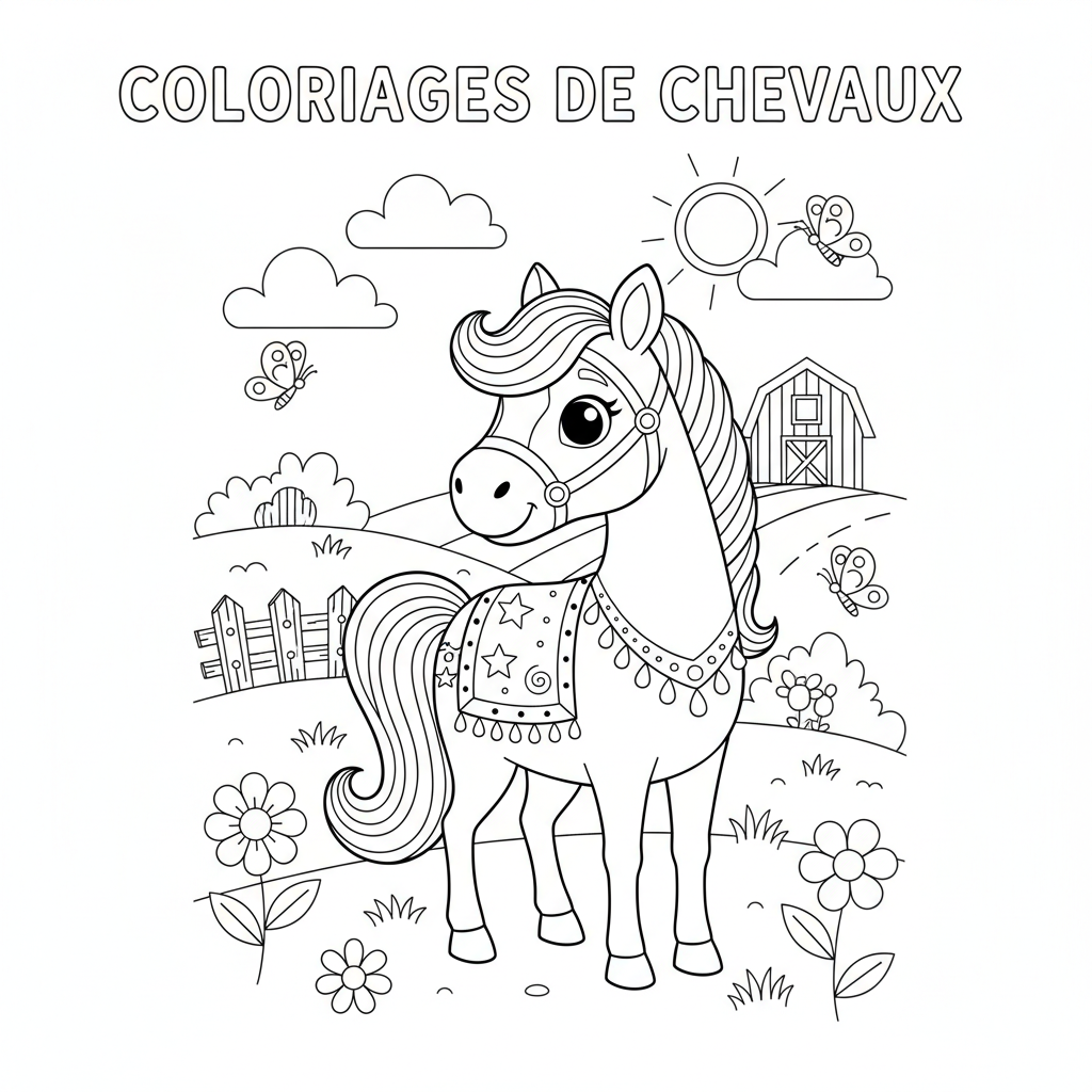 Coloriage coloriages de chevals 2