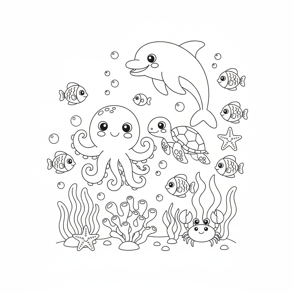 Coloriage Coloriages Fonds Marins Gratuit à Imprimer