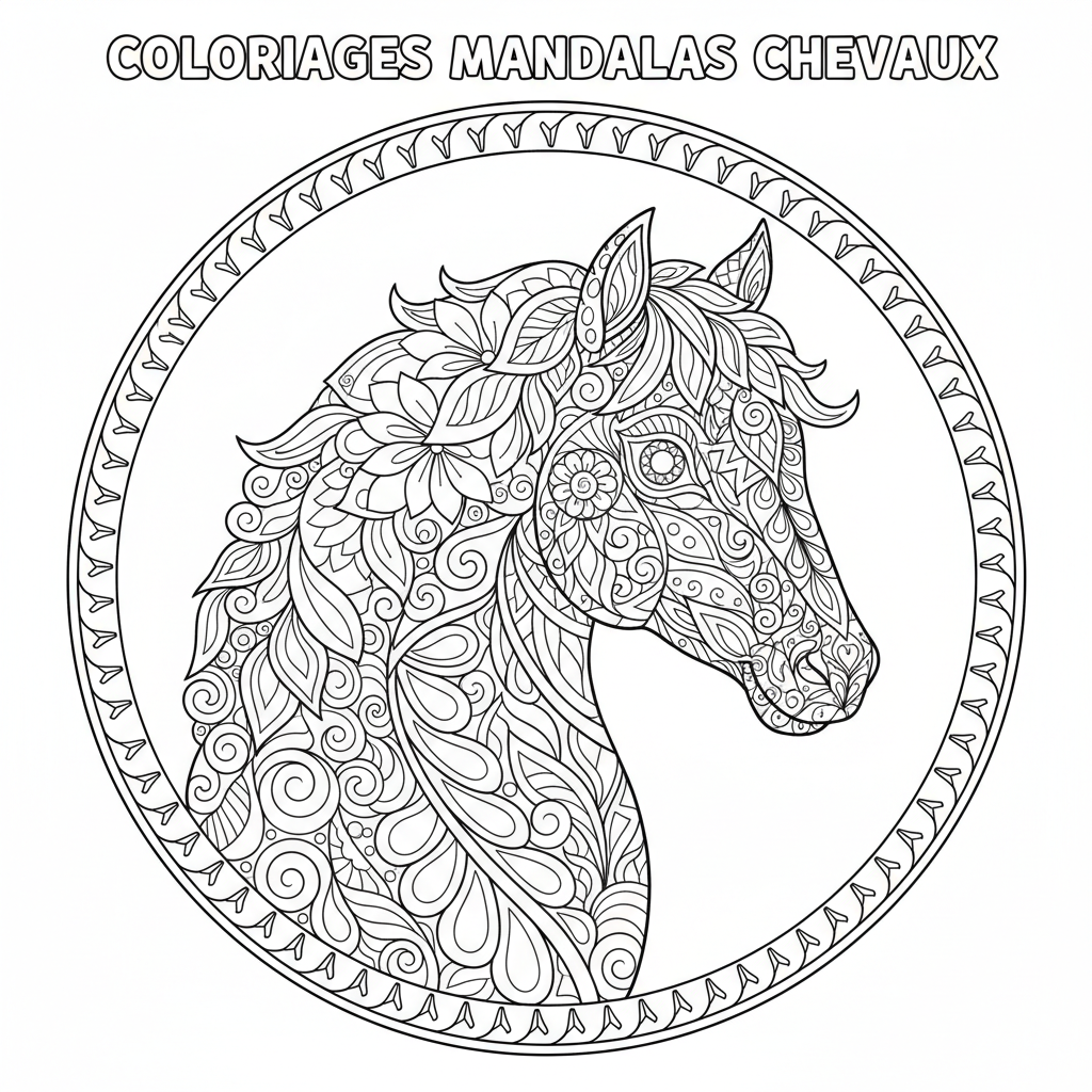 Coloriage coloriages mandalas chevaux 2