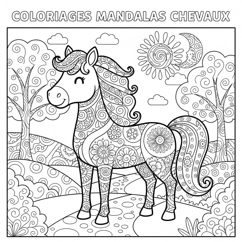 Coloriage coloriages mandalas chevaux 3