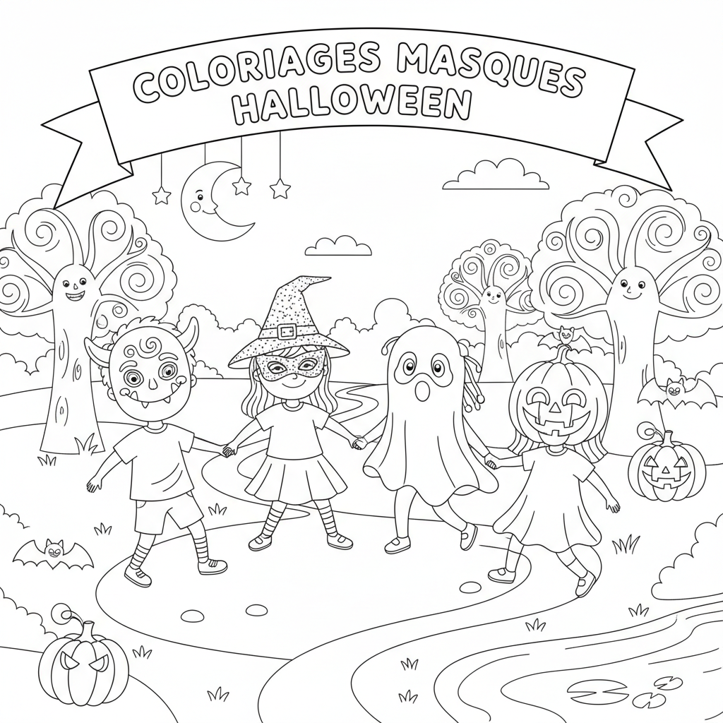Coloriage coloriages masques halloween 3