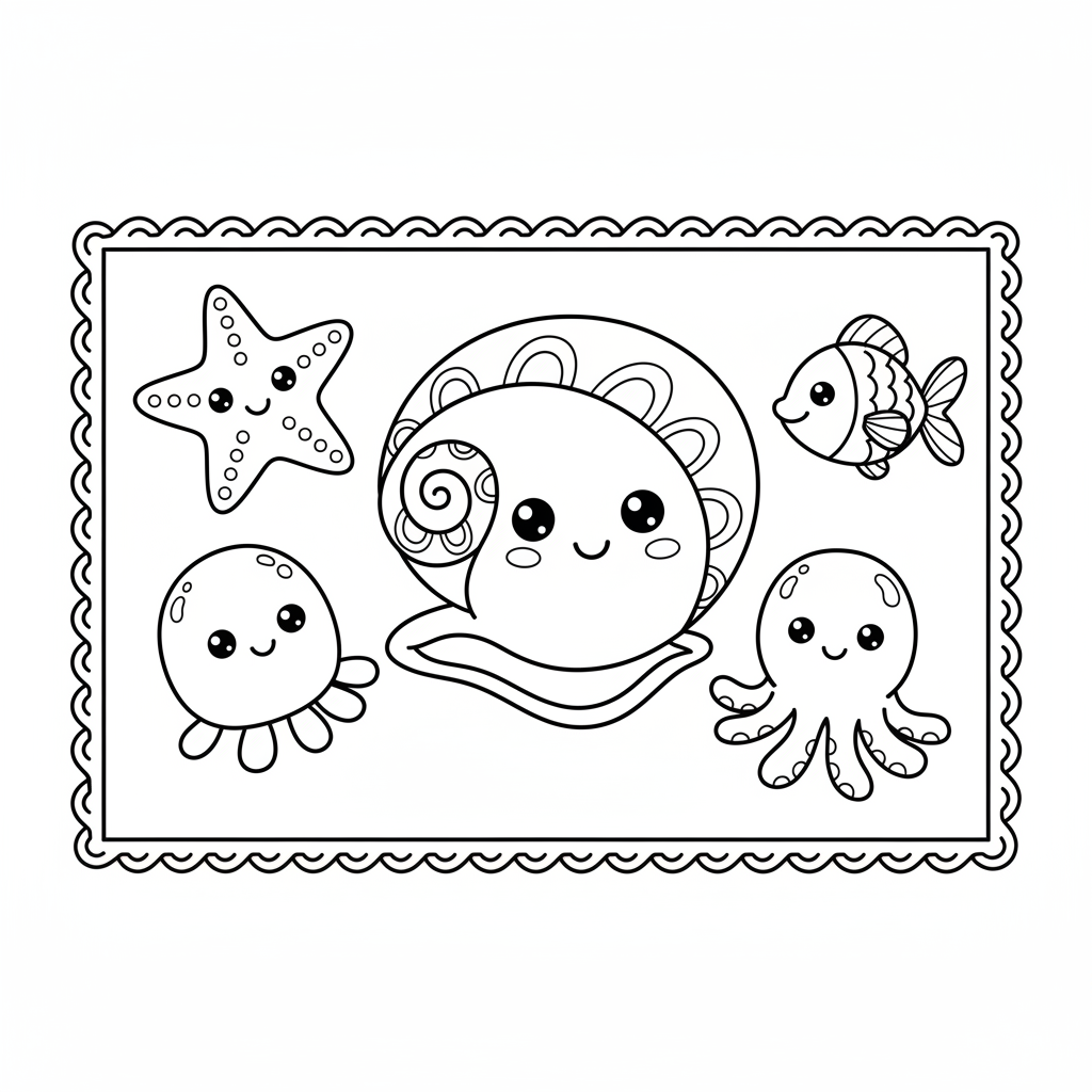 Coloriage coquillage coloriage