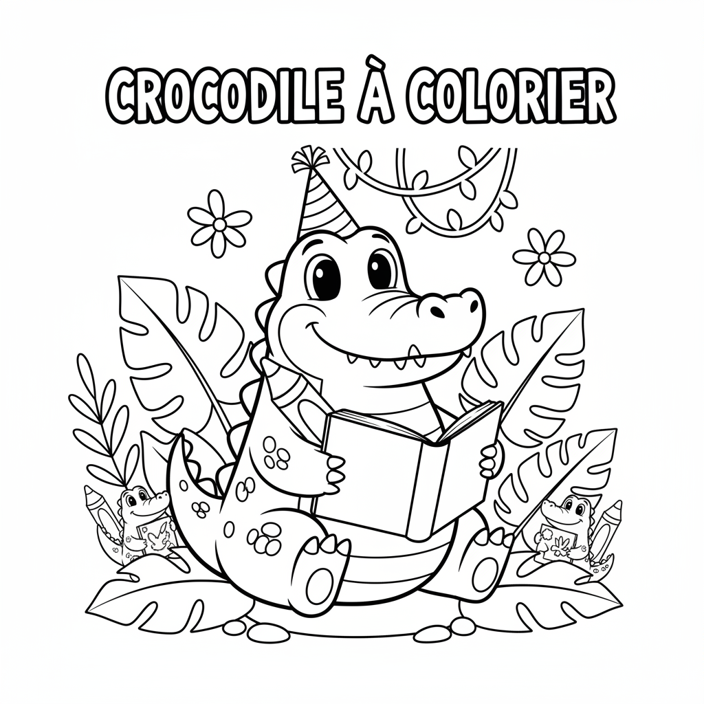 Crocodiles Coloriage à Imprimer pour les Enfants