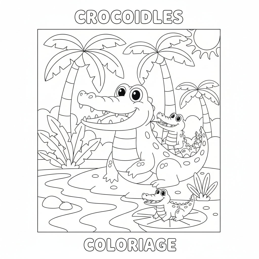 Coloriage crocodiles coloriage 3