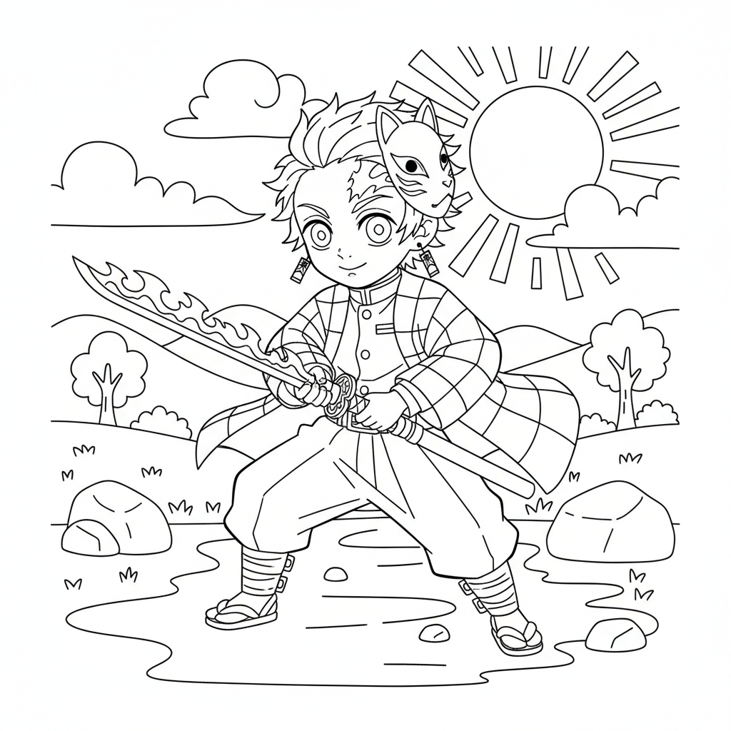 Coloriage demon slayer coloriage tanjiro 3